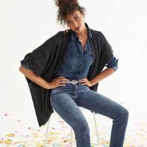 CAbi Luxury Poncho Wrap Cardigan Sweater Black Ribbed Glitter M/ L Style 4064